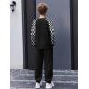 Arshiner Boys Clothes Set Long Raglan Sleeve T-Shirts + Casual Pants 2Pcs Colorblock Fall Outfits for Kids(Black / Black White Checked)