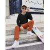 Arshiner Boys Clothes Set Long Raglan Sleeve T-Shirts + Casual Pants 2Pcs Colorblock Fall Outfits for Kids(Black / Brown)