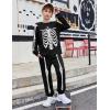 Arshiner Boys Clothes Set Long Raglan Sleeve T-Shirts + Casual Pants 2Pcs Colorblock Fall Outfits for Kids(Black / Halloween Skeleton)