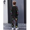 Arshiner Boys Clothes Set Long Raglan Sleeve T-Shirts + Casual Pants 2Pcs Colorblock Fall Outfits for Kids(Black / Ink Splatter Print)