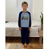 Arshiner Boys Clothes Set Long Raglan Sleeve T-Shirts + Casual Pants 2Pcs Colorblock Fall Outfits for Kids(Blue Truck)