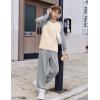 Arshiner Boys Clothes Set Long Raglan Sleeve T-Shirts + Casual Pants 2Pcs Colorblock Fall Outfits for Kids(Cream / Light Grey)