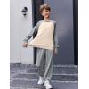 Arshiner Boys Clothes Set Long Raglan Sleeve T-Shirts + Casual Pants 2Pcs Colorblock Fall Outfits for Kids(Cream / Light Grey)