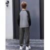 Arshiner Boys Clothes Set Long Raglan Sleeve T-Shirts + Casual Pants 2Pcs Colorblock Fall Outfits for Kids(Dinosaur / Grey / Black)