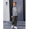 Arshiner Boys Clothes Set Long Raglan Sleeve T-Shirts + Casual Pants 2Pcs Colorblock Fall Outfits for Kids(Dinosaur / Grey / Black)