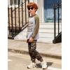 Arshiner Boys Clothes Set Long Raglan Sleeve T-Shirts + Casual Pants 2Pcs Colorblock Fall Outfits for Kids(Grey / Army Green Camo)