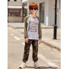 Arshiner Boys Clothes Set Long Raglan Sleeve T-Shirts + Casual Pants 2Pcs Colorblock Fall Outfits for Kids(Grey / Army Green Camo)