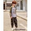 Arshiner Boys Clothes Set Long Raglan Sleeve T-Shirts + Casual Pants 2Pcs Colorblock Fall Outfits for Kids(Grey / Army Green Camo)