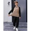 Arshiner Boys Clothes Set Long Raglan Sleeve T-Shirts + Casual Pants 2Pcs Colorblock Fall Outfits for Kids(Khaki / Black)