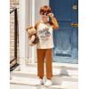 Arshiner Boys Clothes Set Long Raglan Sleeve T-Shirts + Casual Pants 2Pcs Colorblock Fall Outfits for Kids(Teddy- Cream / Brown)