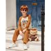 Arshiner Boys Clothes Set Long Raglan Sleeve T-Shirts + Casual Pants 2Pcs Colorblock Fall Outfits for Kids(Teddy Friends- Cream / Brown)