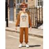 Arshiner Boys Clothes Set Long Raglan Sleeve T-Shirts + Casual Pants 2Pcs Colorblock Fall Outfits for Kids(Teddy Friends- Cream / Brown)