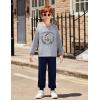 Arshiner Boys Clothes Set Long Raglan Sleeve T-Shirts + Casual Pants 2Pcs Colorblock Fall Outfits for Kids(Teddy- Grey / Navy)