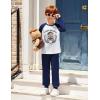 Arshiner Boys Clothes Set Long Raglan Sleeve T-Shirts + Casual Pants 2Pcs Colorblock Fall Outfits for Kids(Teddy- White / Navy)