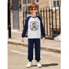 Arshiner Boys Clothes Set Long Raglan Sleeve T-Shirts + Casual Pants 2Pcs Colorblock Fall Outfits for Kids(Teddy- White / Navy)