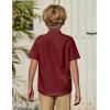 Arshiner Boys Short Sleeve Dress Shirts Solid Button Down Shirts Summer Formal Uniform Shirt with Pocket(Wine Red)