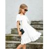 Arshiner Girls Dresses Kids Summer Square Neck Ruffle Hem Belted Dress with Pockets for 5-12 Years(White)