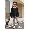 Arshiner Toddler Girl Clothes Ruffle Trim Long Sleeve Pullover Top and Floral Print Leggings Fall Outfits Kids Clothing Sets(Black-leopard)