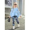 Arshiner Toddler Girl Clothes Ruffle Trim Long Sleeve Pullover Top and Floral Print Leggings Fall Outfits Kids Clothing Sets(Blue-flower)