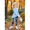 Arshiner Toddler Girl Clothes Ruffle Trim Long Sleeve Pullover Top and Floral Print Leggings Fall Outfits Kids Clothing Sets(Blue-flower)