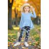Arshiner Toddler Girl Clothes Ruffle Trim Long Sleeve Pullover Top and Floral Print Leggings Fall Outfits Kids Clothing Sets(Blue-flower)