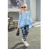 Arshiner Toddler Girl Clothes Ruffle Trim Long Sleeve Pullover Top and Floral Print Leggings Fall Outfits Kids Clothing Sets(Blue-flower)
