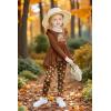 Arshiner Toddler Girl Clothes Ruffle Trim Long Sleeve Pullover Top and Floral Print Leggings Fall Outfits Kids Clothing Sets(Brown-teddy)