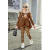 Arshiner Toddler Girl Clothes Ruffle Trim Long Sleeve Pullover Top and Floral Print Leggings Fall Outfits Kids Clothing Sets(Brown-teddy)