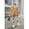 Arshiner Toddler Girl Clothes Ruffle Trim Long Sleeve Pullover Top and Floral Print Leggings Fall Outfits Kids Clothing Sets(Brown-tie Dye)