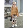 Arshiner Toddler Girl Clothes Ruffle Trim Long Sleeve Pullover Top and Floral Print Leggings Fall Outfits Kids Clothing Sets(Brown-tie Dye)