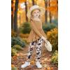 Arshiner Toddler Girl Clothes Ruffle Trim Long Sleeve Pullover Top and Floral Print Leggings Fall Outfits Kids Clothing Sets(Brown-tie Dye)
