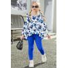 Arshiner Toddler Girl Clothes Ruffle Trim Long Sleeve Pullover Top and Floral Print Leggings Fall Outfits Kids Clothing Sets(Flower-royal Blue)
