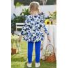 Arshiner Toddler Girl Clothes Ruffle Trim Long Sleeve Pullover Top and Floral Print Leggings Fall Outfits Kids Clothing Sets(Flower-royal Blue)