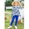 Arshiner Toddler Girl Clothes Ruffle Trim Long Sleeve Pullover Top and Floral Print Leggings Fall Outfits Kids Clothing Sets(Flower-royal Blue)