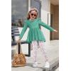 Arshiner Toddler Girl Clothes Ruffle Trim Long Sleeve Pullover Top and Floral Print Leggings Fall Outfits Kids Clothing Sets(Green-flower)