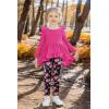 Arshiner Toddler Girl Clothes Ruffle Trim Long Sleeve Pullover Top and Floral Print Leggings Fall Outfits Kids Clothing Sets(Hot Pink-flower)