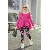 Arshiner Toddler Girl Clothes Ruffle Trim Long Sleeve Pullover Top and Floral Print Leggings Fall Outfits Kids Clothing Sets(Hot Pink-flower)