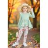 Arshiner Toddler Girl Clothes Ruffle Trim Long Sleeve Pullover Top and Floral Print Leggings Fall Outfits Kids Clothing Sets(Light Green-flower)