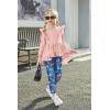 Arshiner Toddler Girl Clothes Ruffle Trim Long Sleeve Pullover Top and Floral Print Leggings Fall Outfits Kids Clothing Sets(Pink-butterfly)