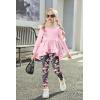 Arshiner Toddler Girl Clothes Ruffle Trim Long Sleeve Pullover Top and Floral Print Leggings Fall Outfits Kids Clothing Sets(Pink-camouflage)