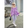 Arshiner Toddler Girl Clothes Ruffle Trim Long Sleeve Pullover Top and Floral Print Leggings Fall Outfits Kids Clothing Sets(Purple-butterfly)