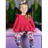 Arshiner Toddler Girl Clothes Ruffle Trim Long Sleeve Pullover Top and Floral Print Leggings Fall Outfits Kids Clothing Sets(Red-flower)