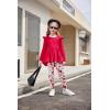 Arshiner Toddler Girl Clothes Ruffle Trim Long Sleeve Pullover Top and Floral Print Leggings Fall Outfits Kids Clothing Sets(Red-flower)