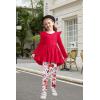 Arshiner Toddler Girl Clothes Ruffle Trim Long Sleeve Pullover Top and Floral Print Leggings Fall Outfits Kids Clothing Sets(Red-flower)