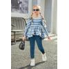 Arshiner Toddler Girl Clothes Ruffle Trim Long Sleeve Pullover Top and Floral Print Leggings Fall Outfits Kids Clothing Sets(Stripe-blue)
