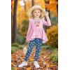 Arshiner Toddler Girl Clothes Ruffle Trim Long Sleeve Pullover Top and Floral Print Leggings Fall Outfits Kids Clothing Sets(Teddy)