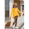 Arshiner Toddler Girl Clothes Ruffle Trim Long Sleeve Pullover Top and Floral Print Leggings Fall Outfits Kids Clothing Sets(Yellow-sunflower)
