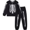 Arshiner Boys Clothes Set Long Raglan Sleeve T-Shirts + Casual Pants 2Pcs Colorblock Fall Outfits for Kids(Black / Halloween Skeleton)