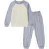Arshiner Boys Clothes Set Long Raglan Sleeve T-Shirts + Casual Pants 2Pcs Colorblock Fall Outfits for Kids(Cream / Light Grey)