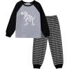 Arshiner Boys Clothes Set Long Raglan Sleeve T-Shirts + Casual Pants 2Pcs Colorblock Fall Outfits for Kids(Dinosaur / Grey / Black)